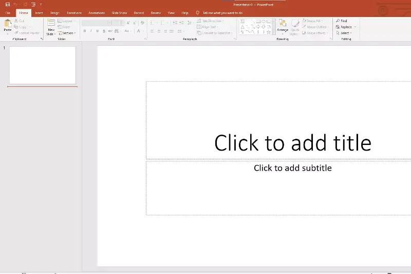 Página de inicio de PowerPoint