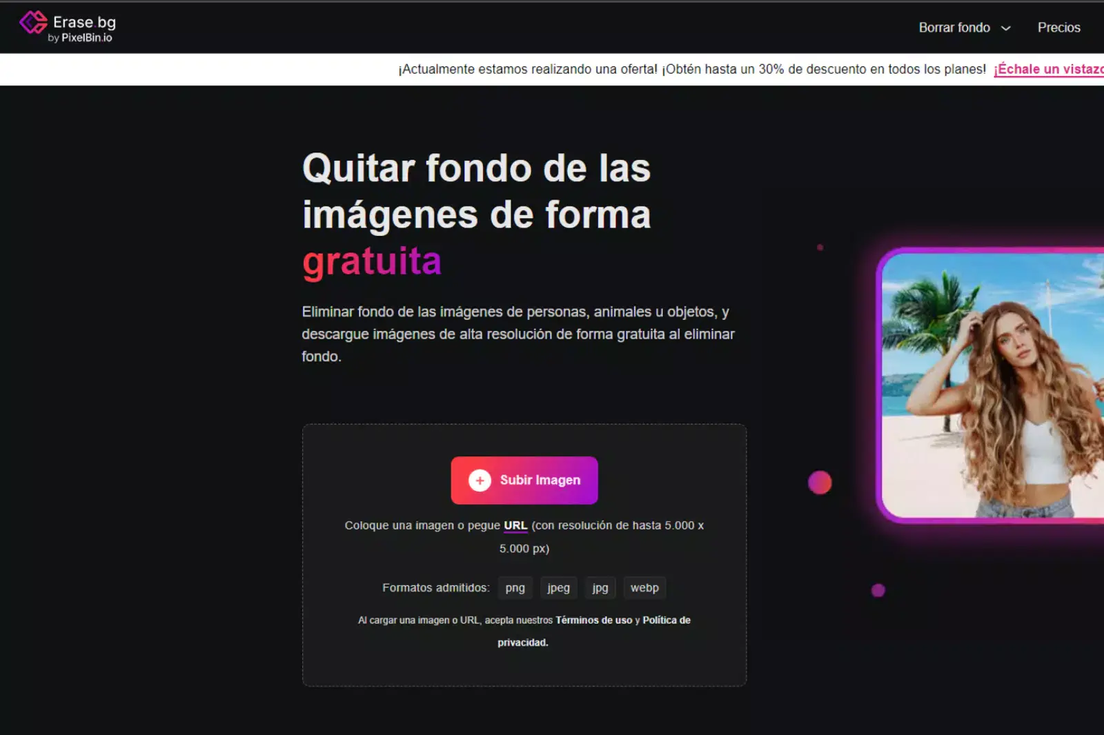 Ve al sitio web oficial de Erase.bg o descarga