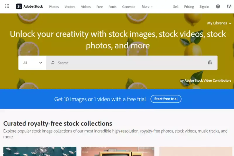 Home Page of Adobe Stock