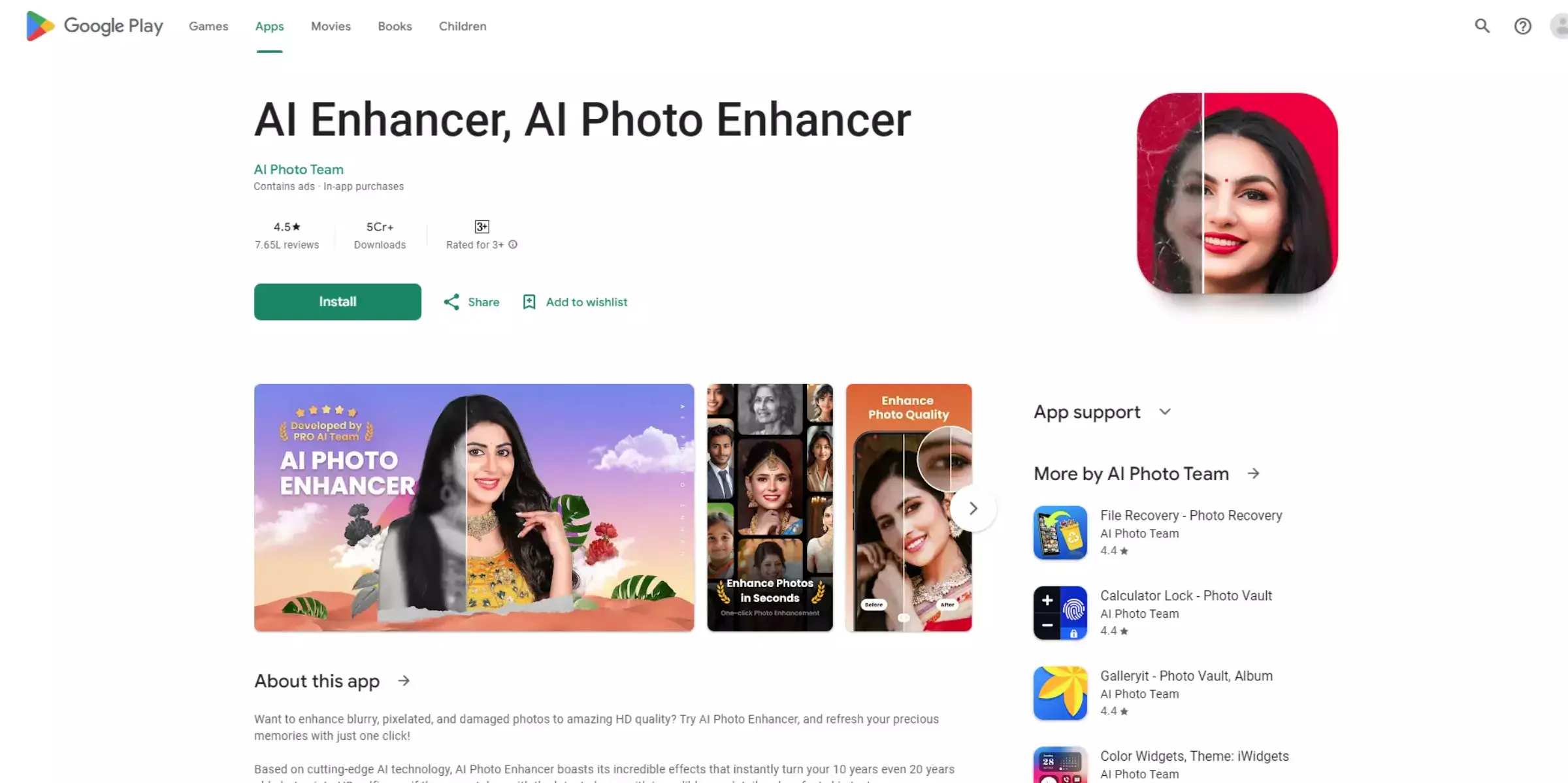 Home page of AI Photo Enhancer