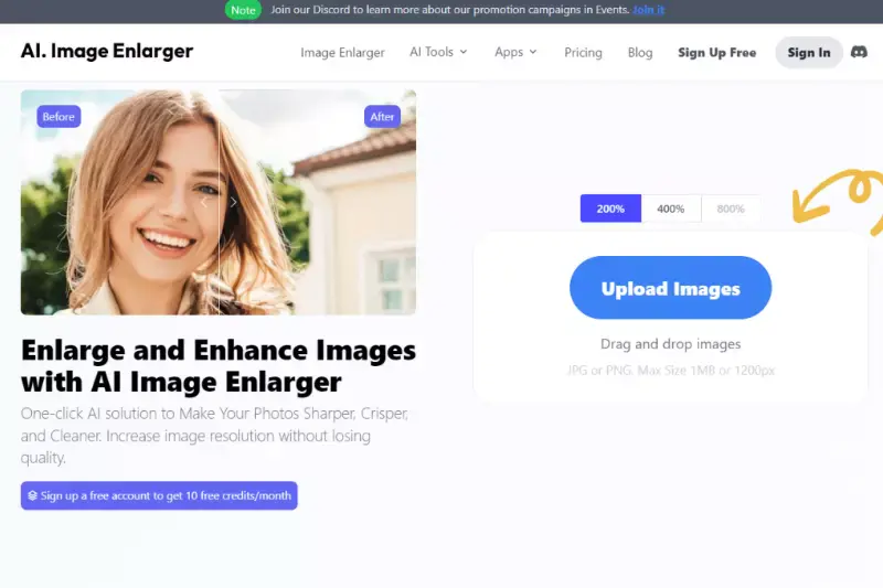 Home Page of AI Image Enlarger