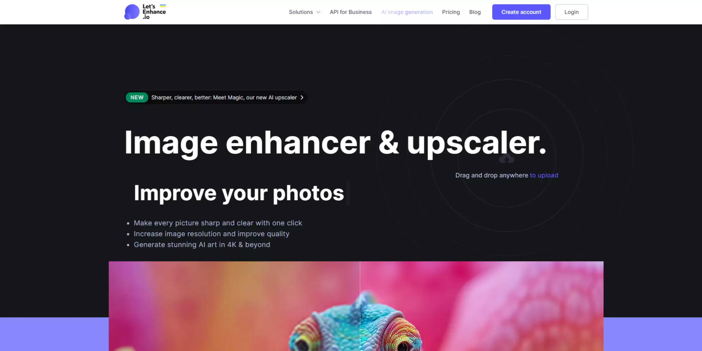 Homepage of Let's Enhance