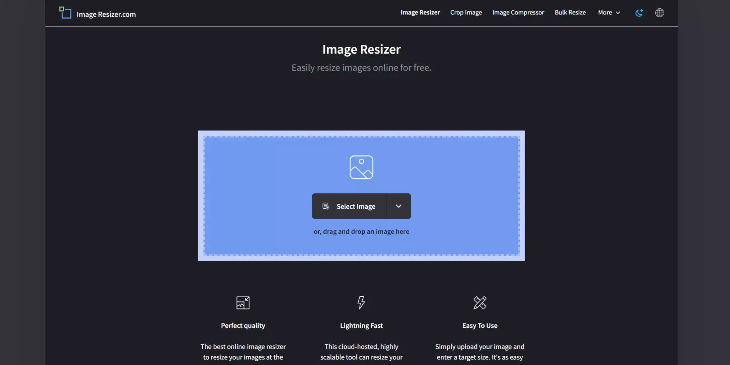 Home Page Of Image Resizer 