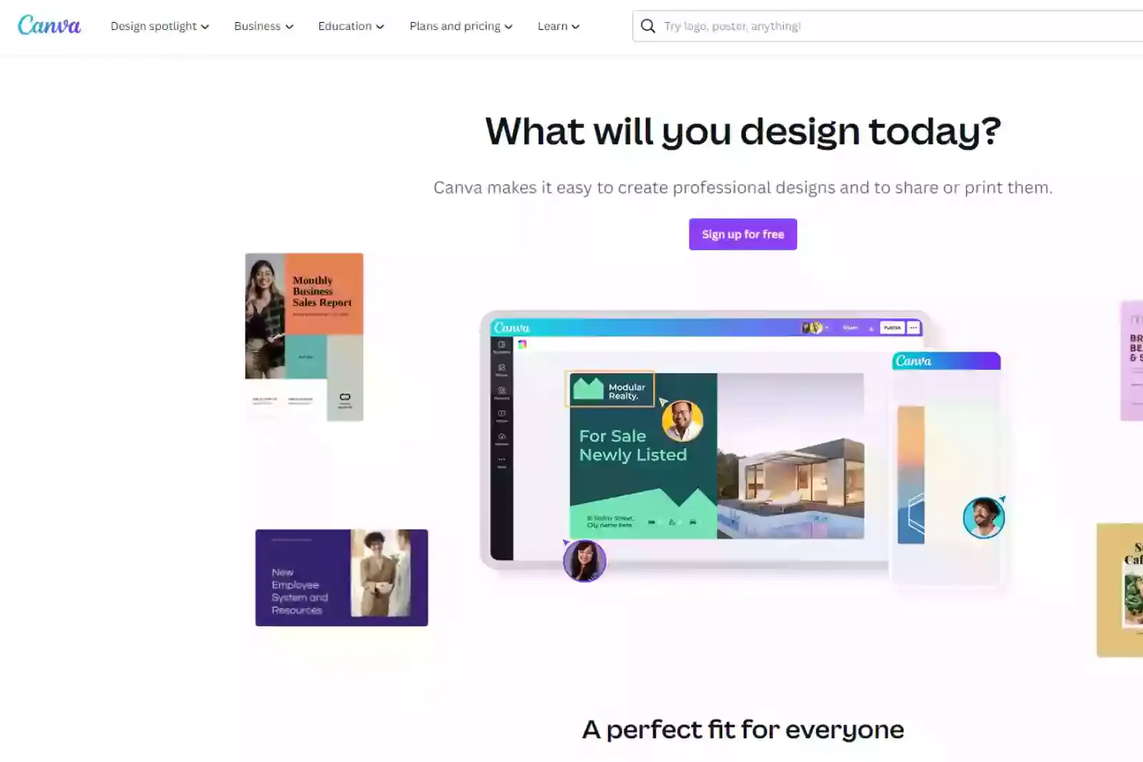 Home Page of Canva