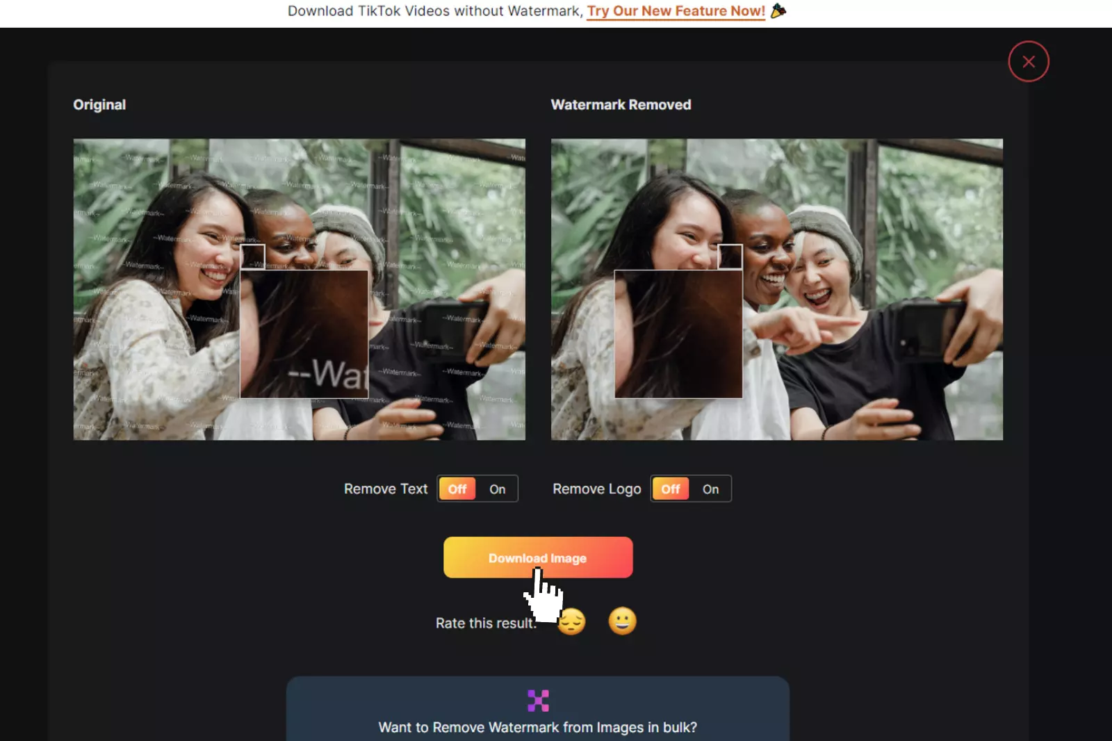 Last Step to Download image wihout Watermark