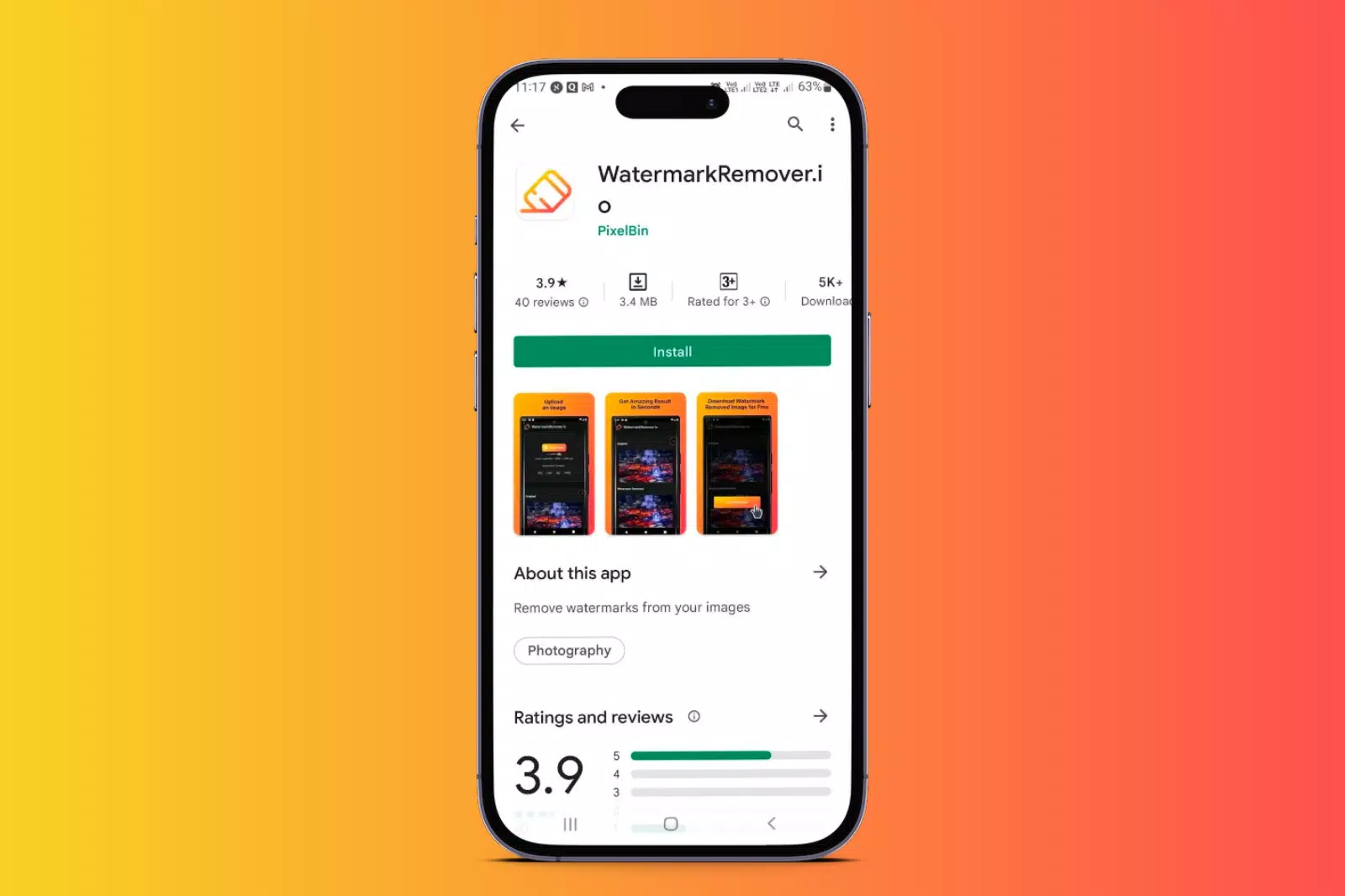 Download Watermarkremover.io from the Google Play Store
