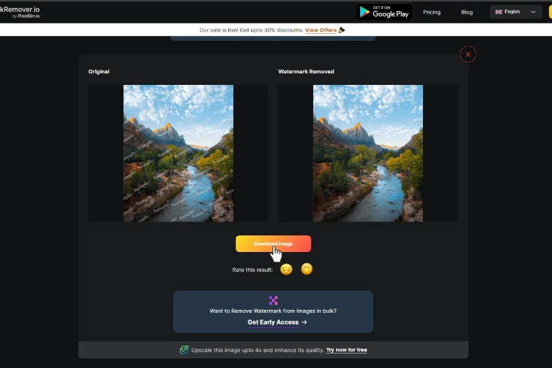 last and Final Step to Upload image without Watermark
