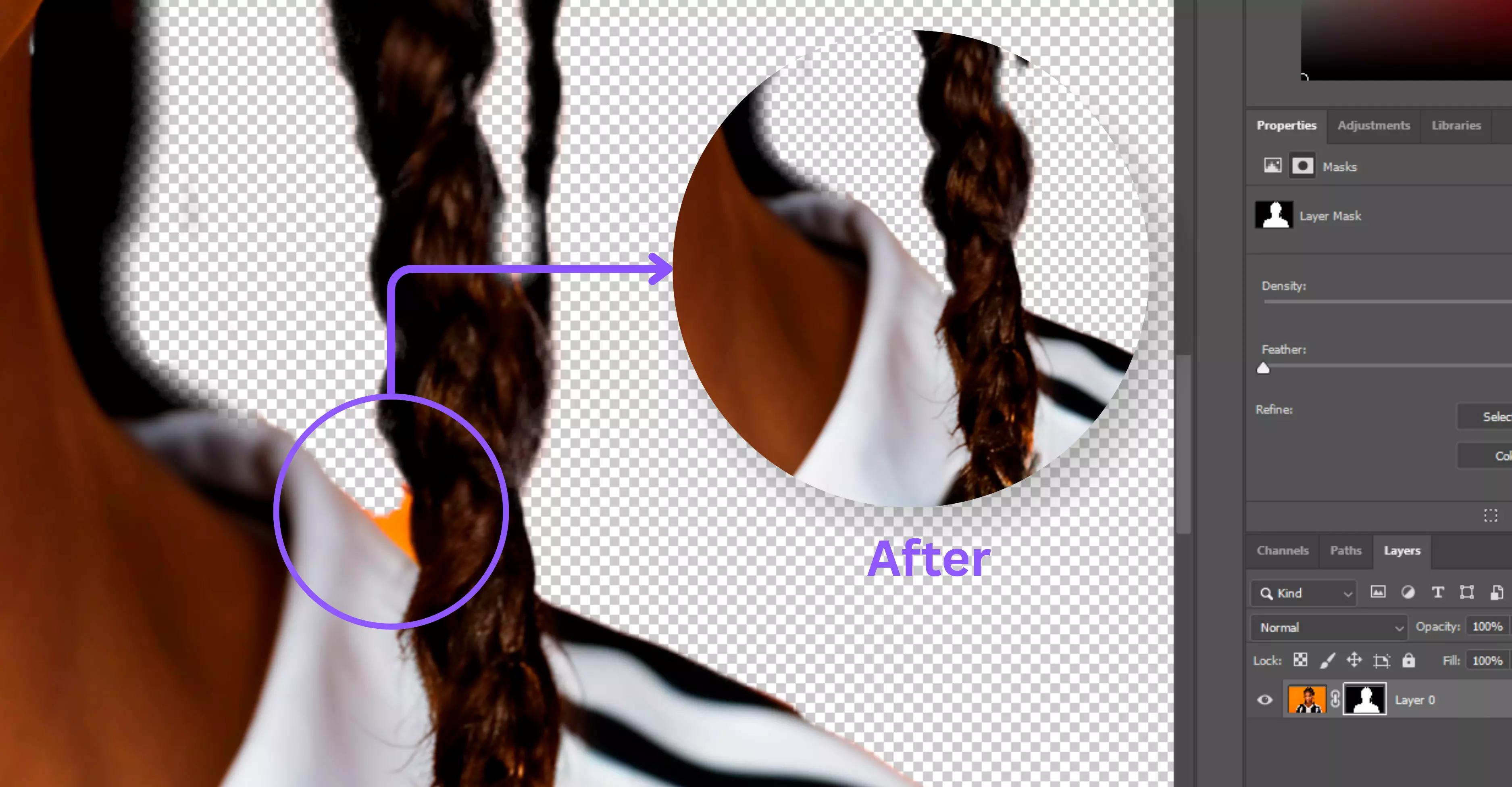 the Layer Mask thumbnail and paint on it with a brush