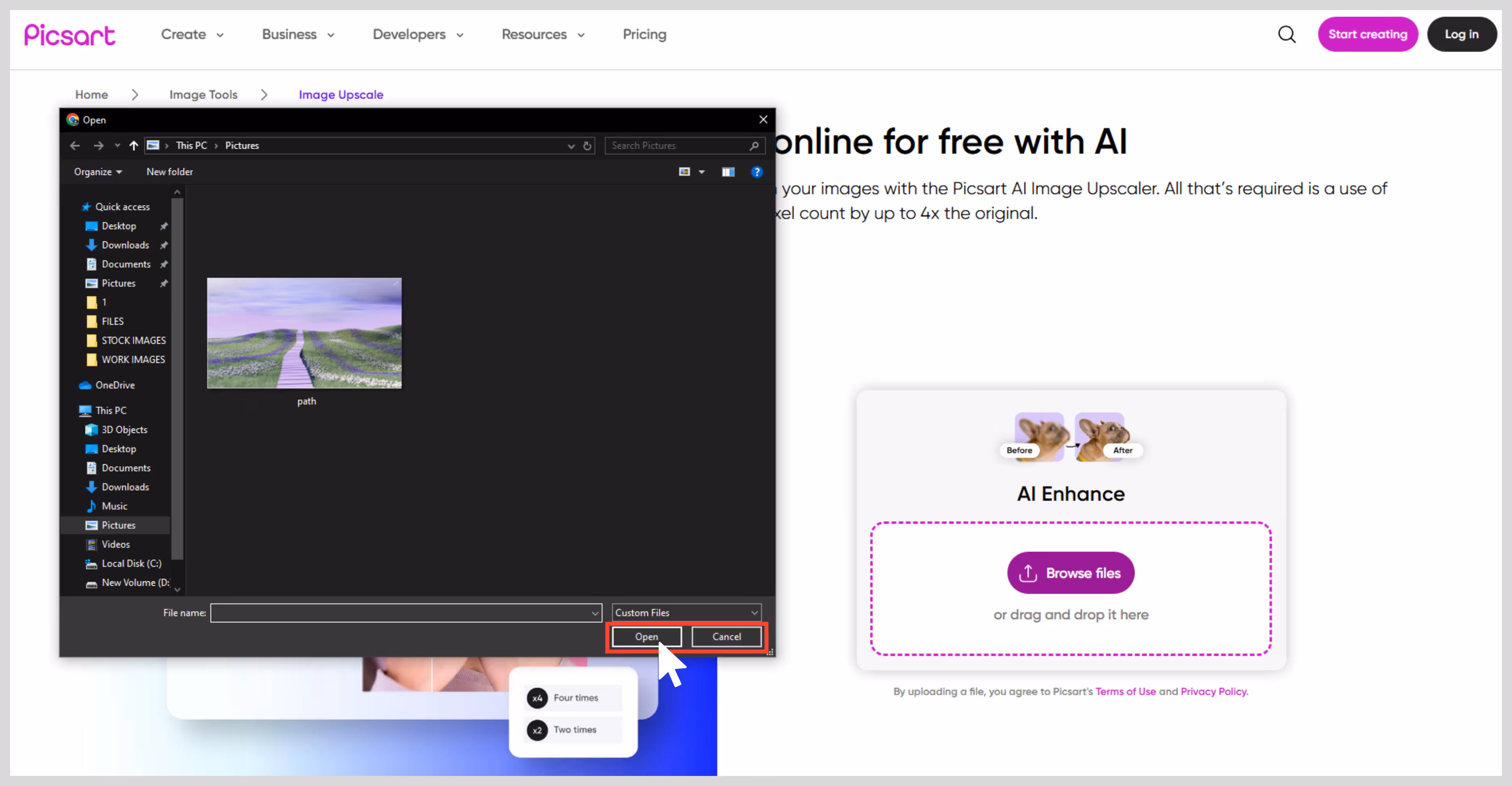 Browse files and upload files