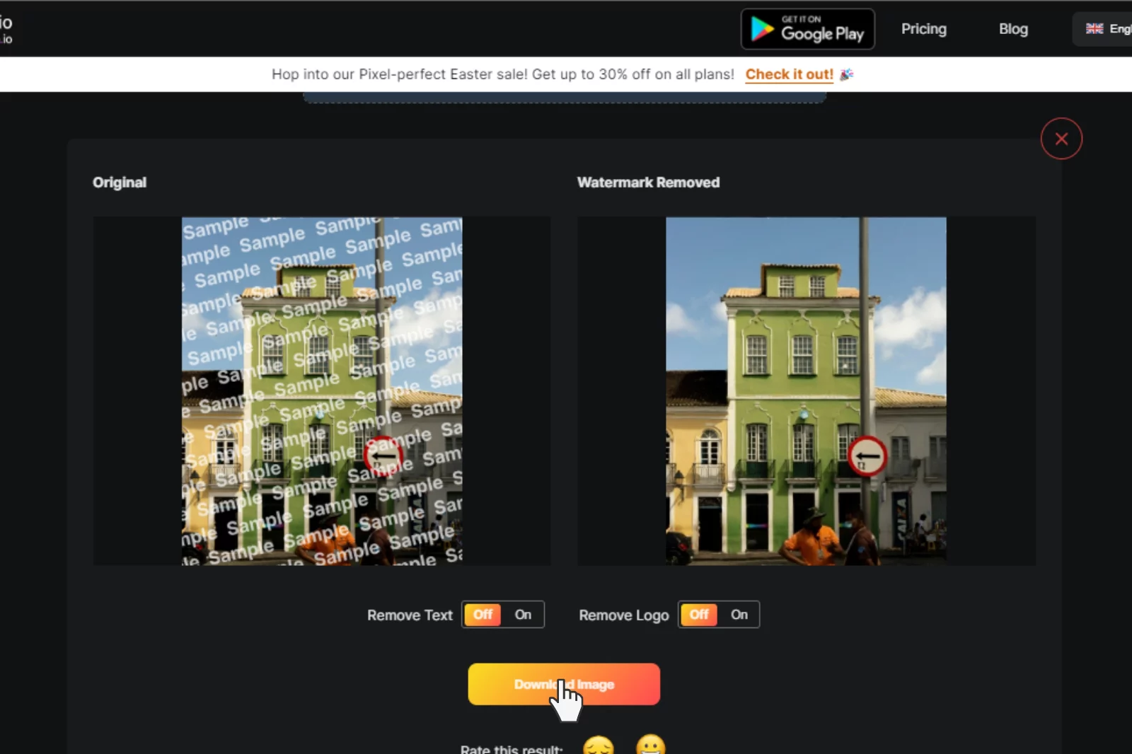 Last Step to Dowload image without WatermarkRemover
