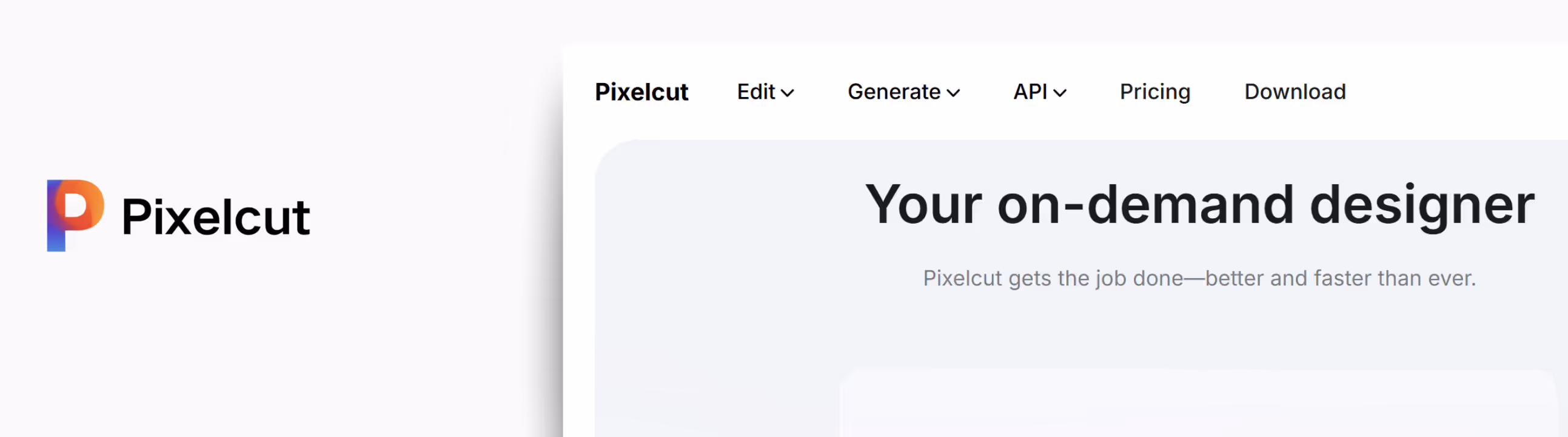 Homepage of Pixelcut