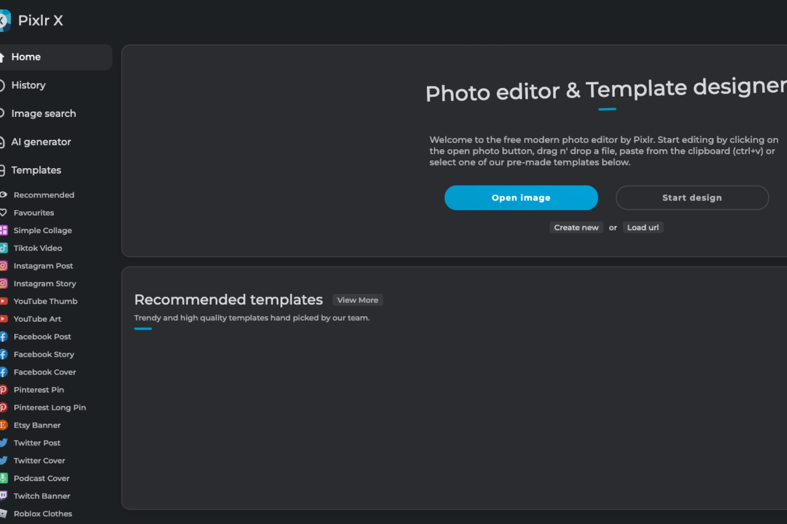 Home Page of Pixlr