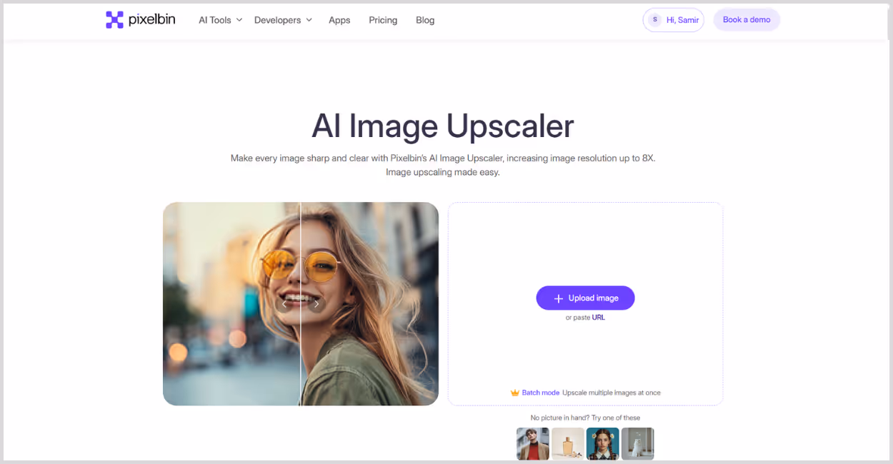 Upscale he Image in pixelbin.io