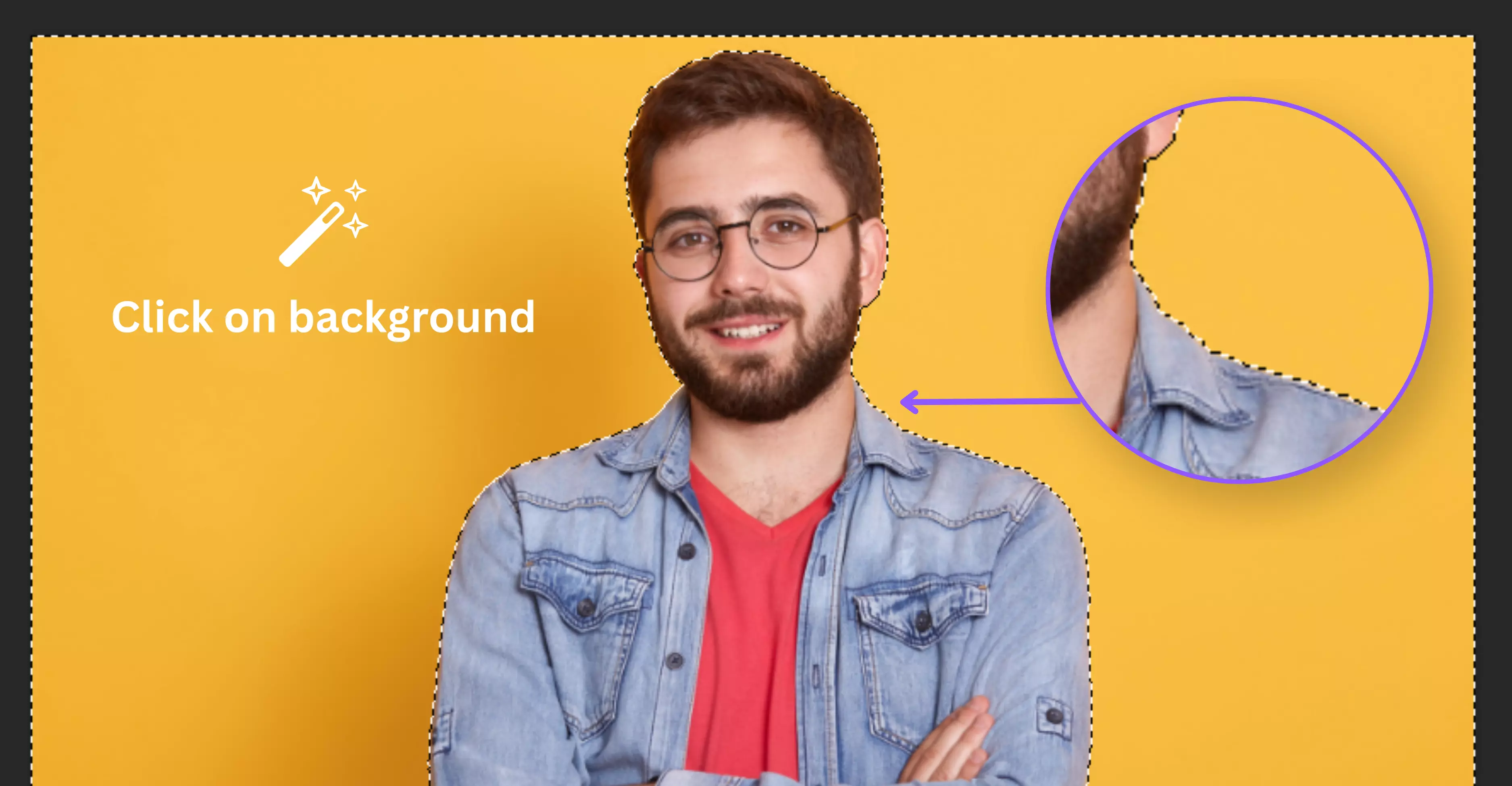 Click on the background area you want to remove