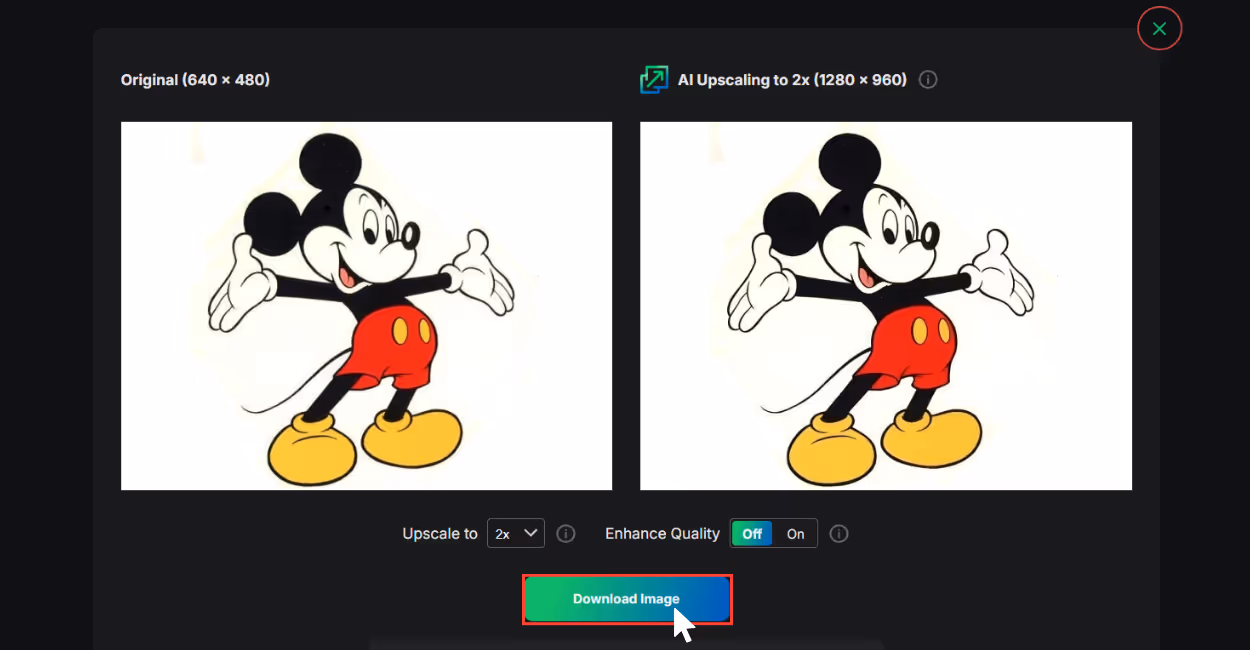 Download your upscaled image