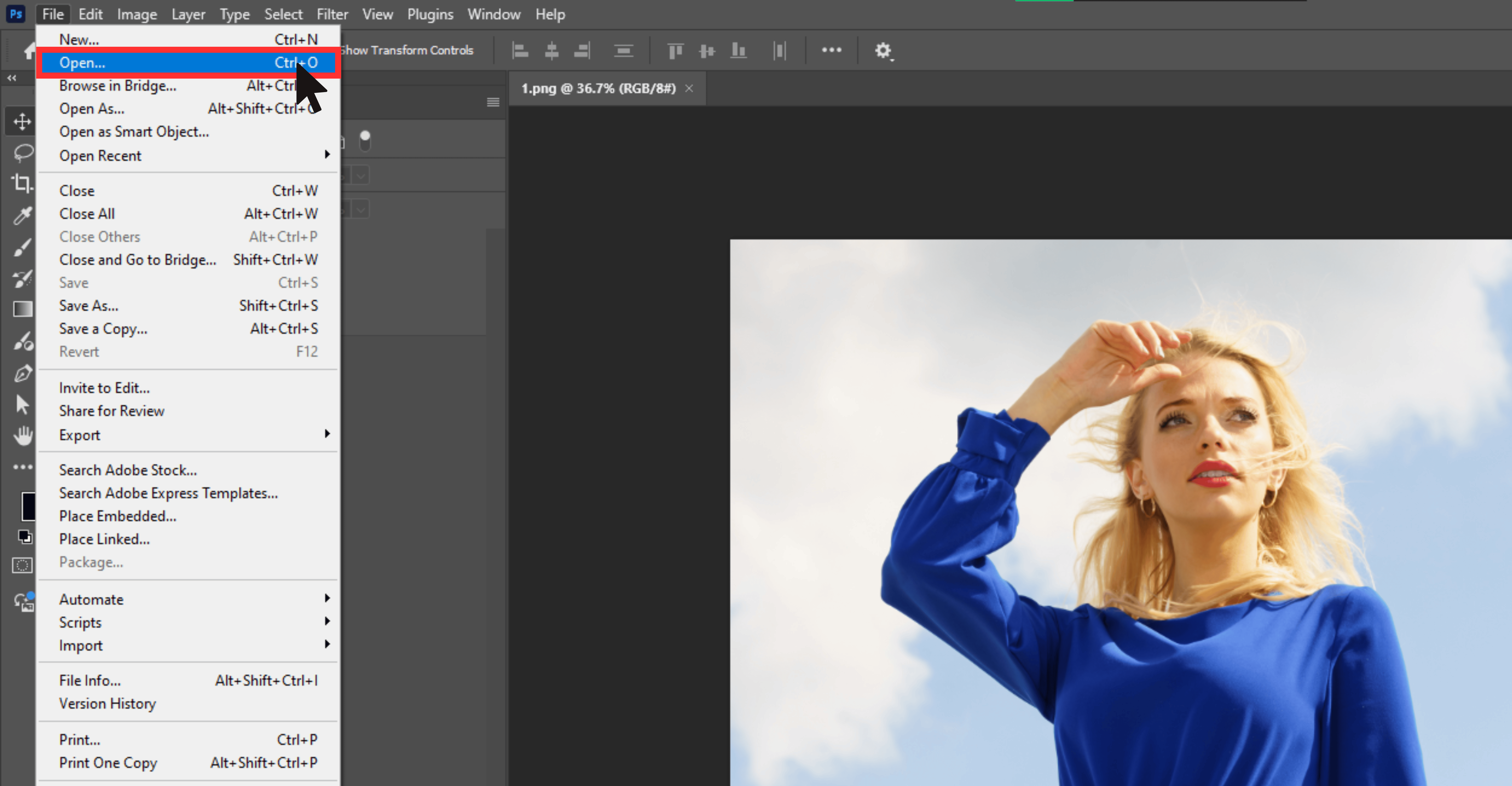 Open your image in Adobe Photoshop