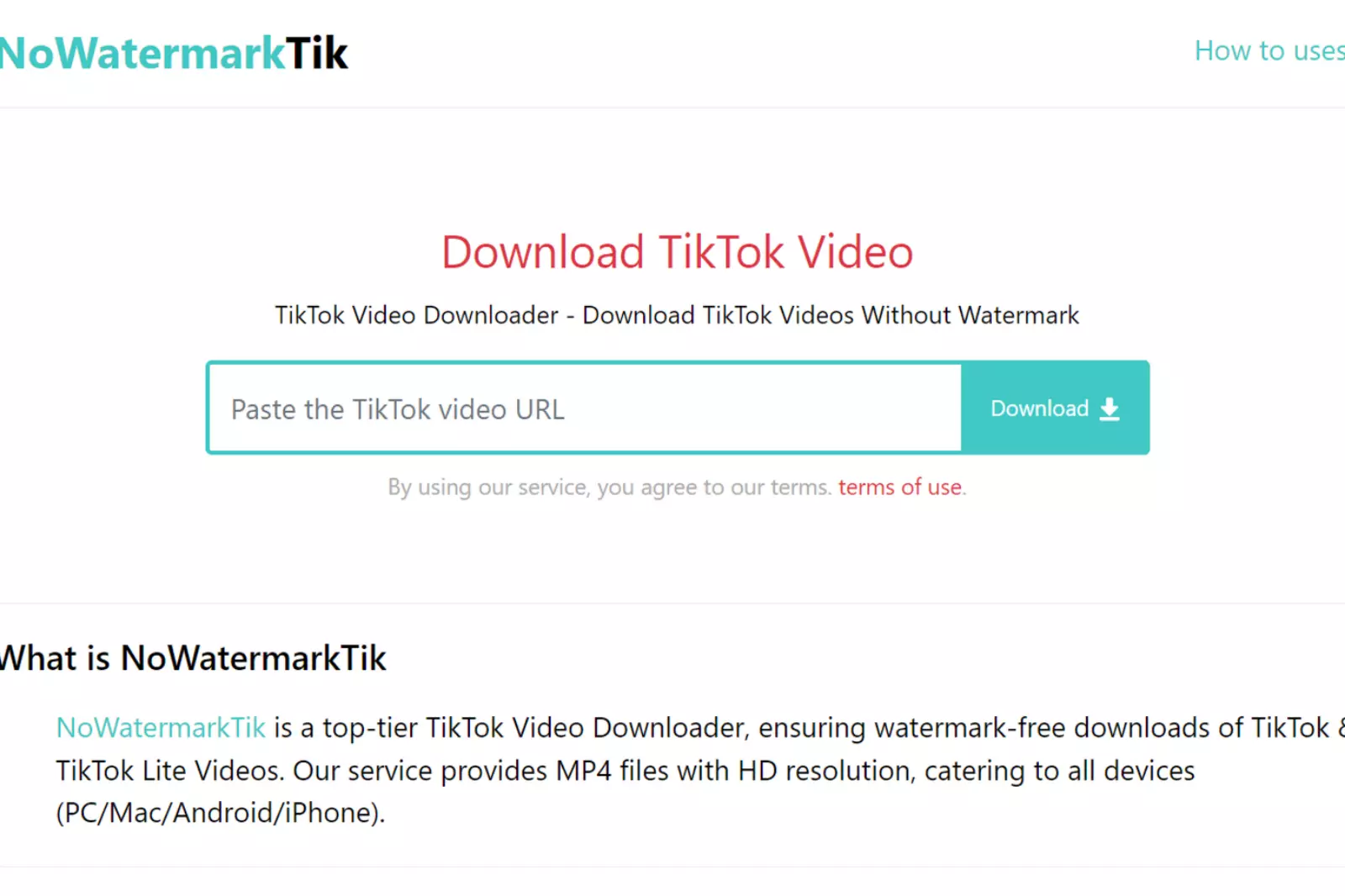Home Page of NoWatermarkTik.com