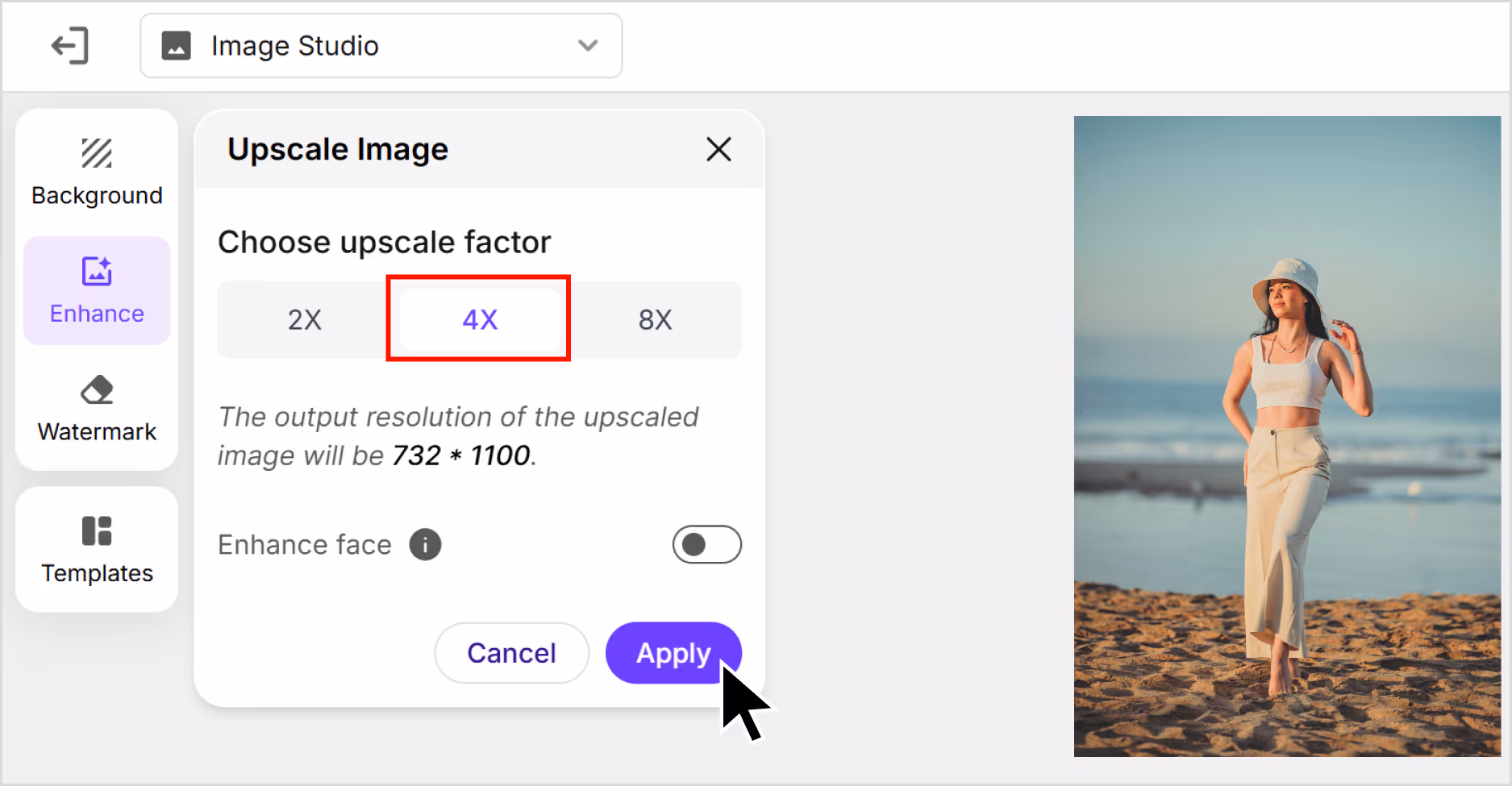 Upscale image into 2x and 4x