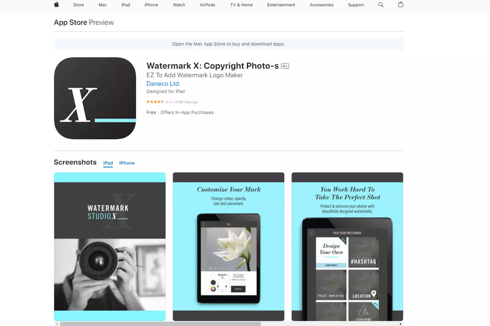 Home Page of Watermark X (iPhone)