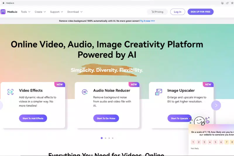 Home Page of Media.io