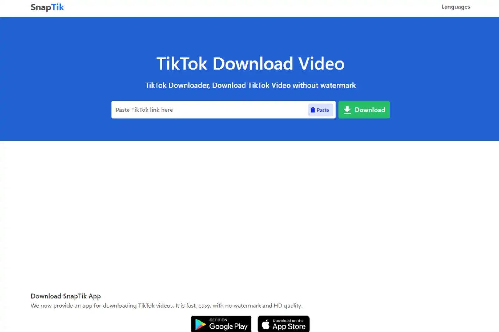 Home Page of SnapTik