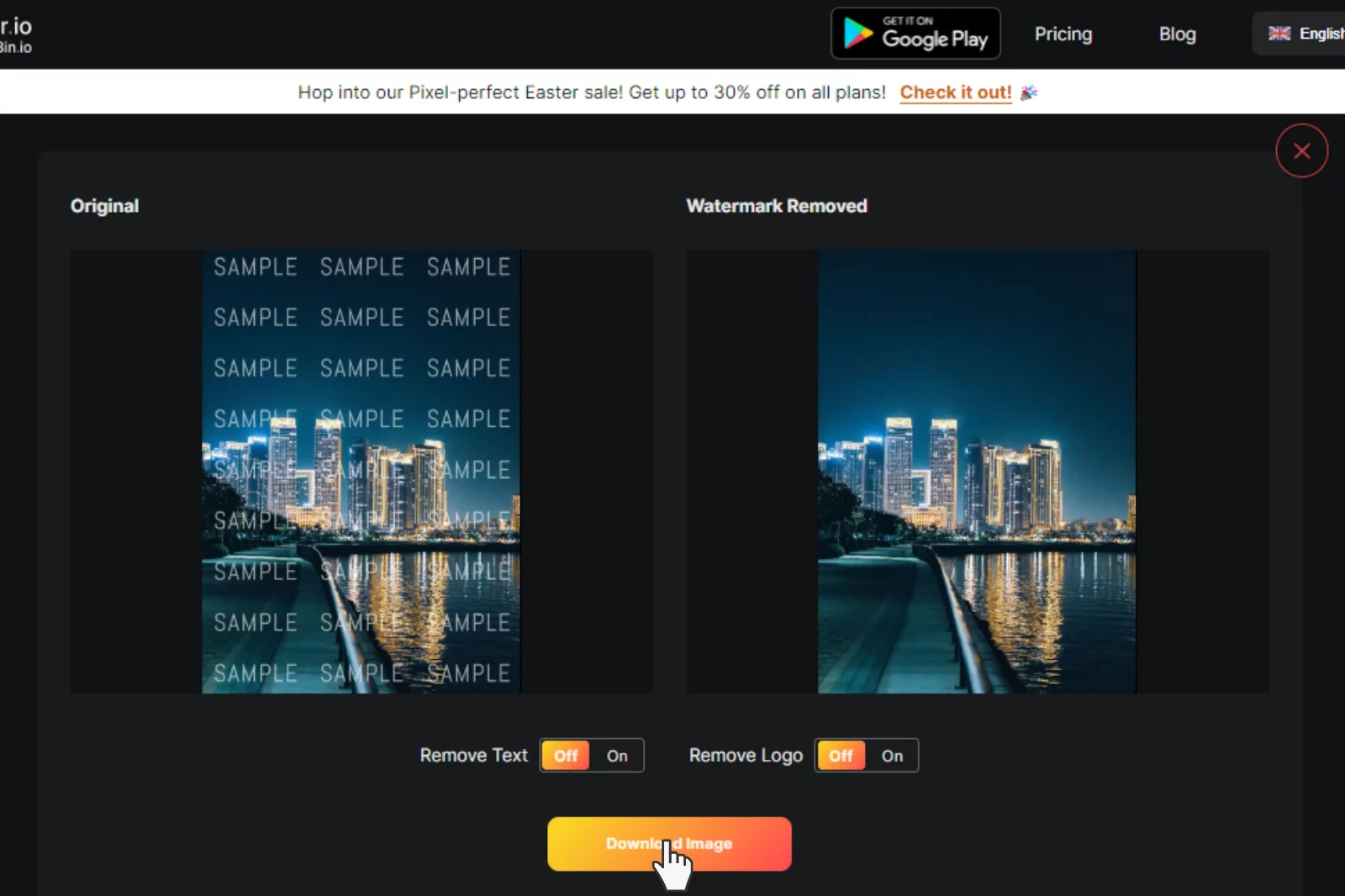 Last Step to Download image without WaterMark
