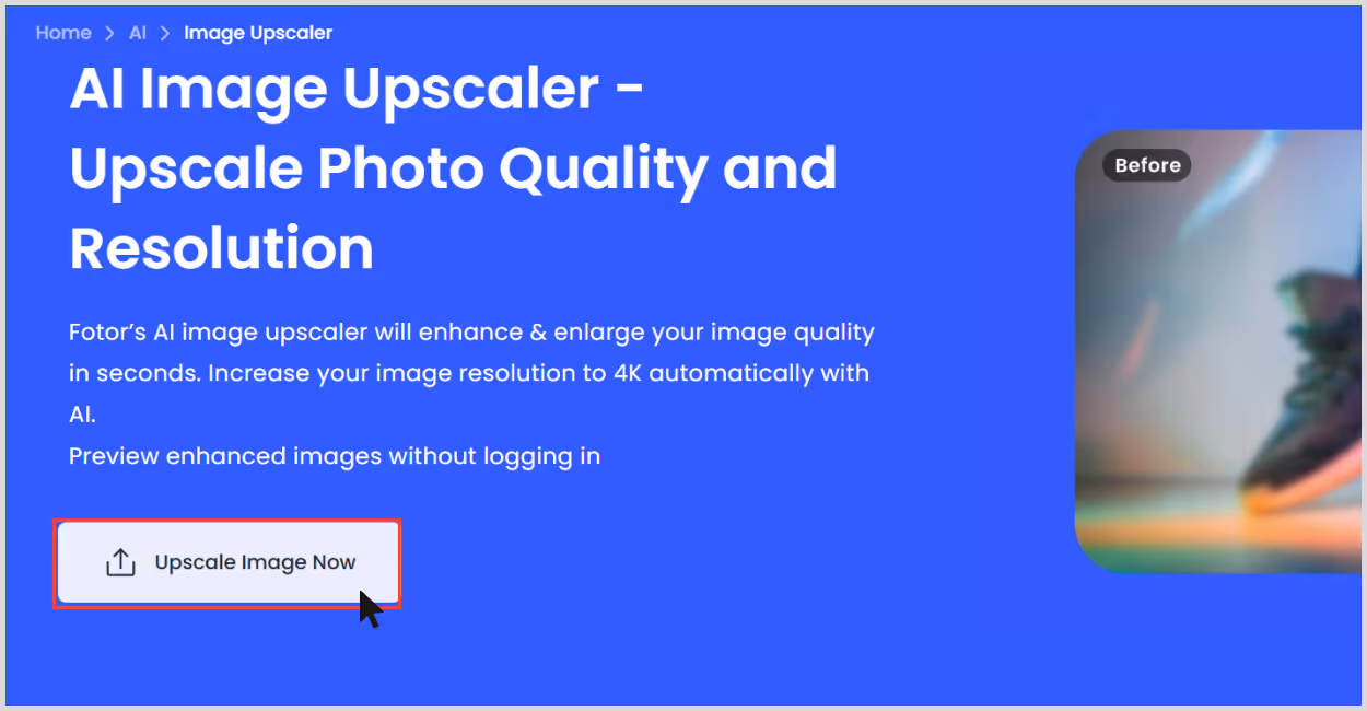 Upscale Image now on Fotor