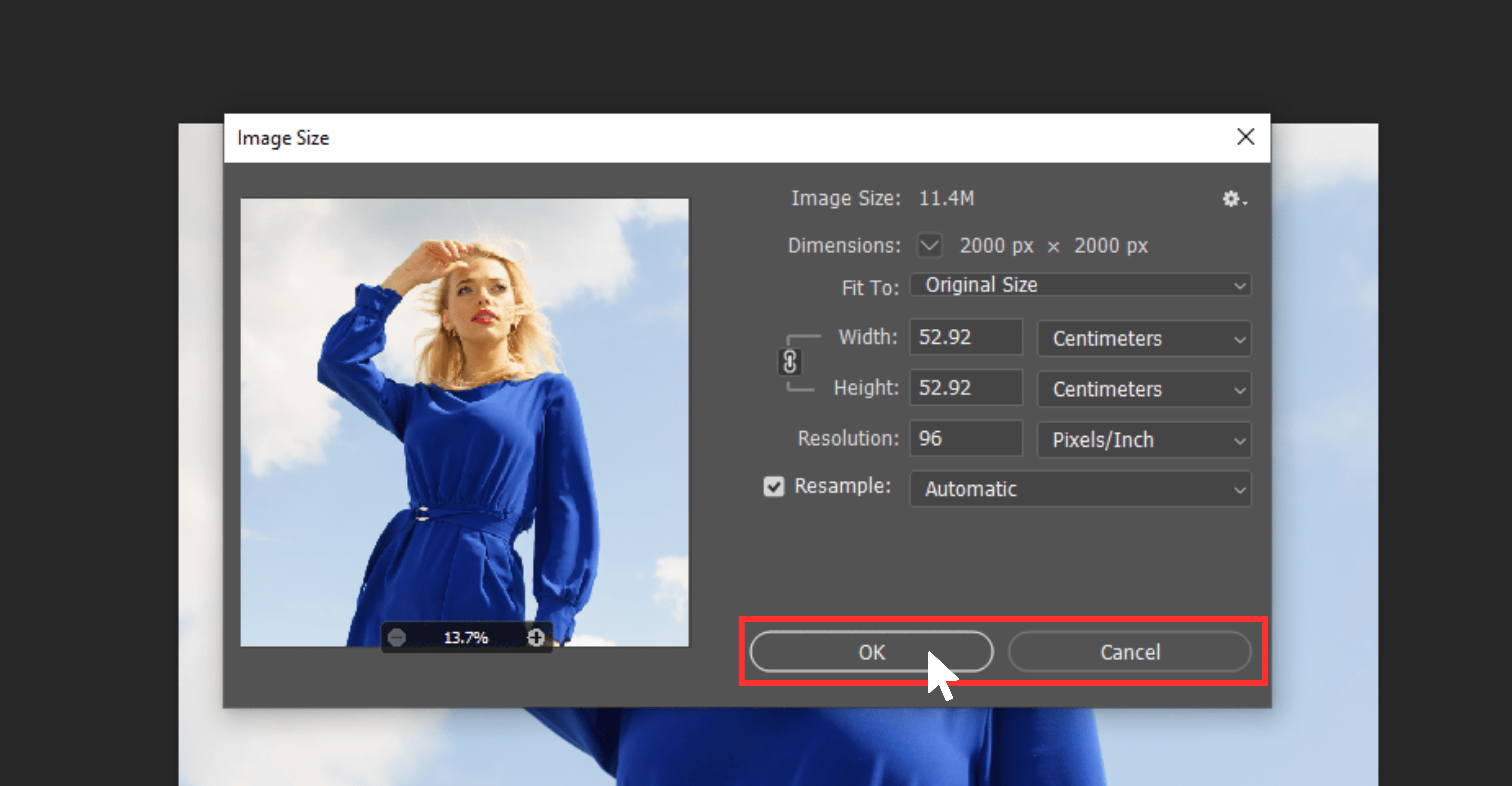 Add the width and height proportions