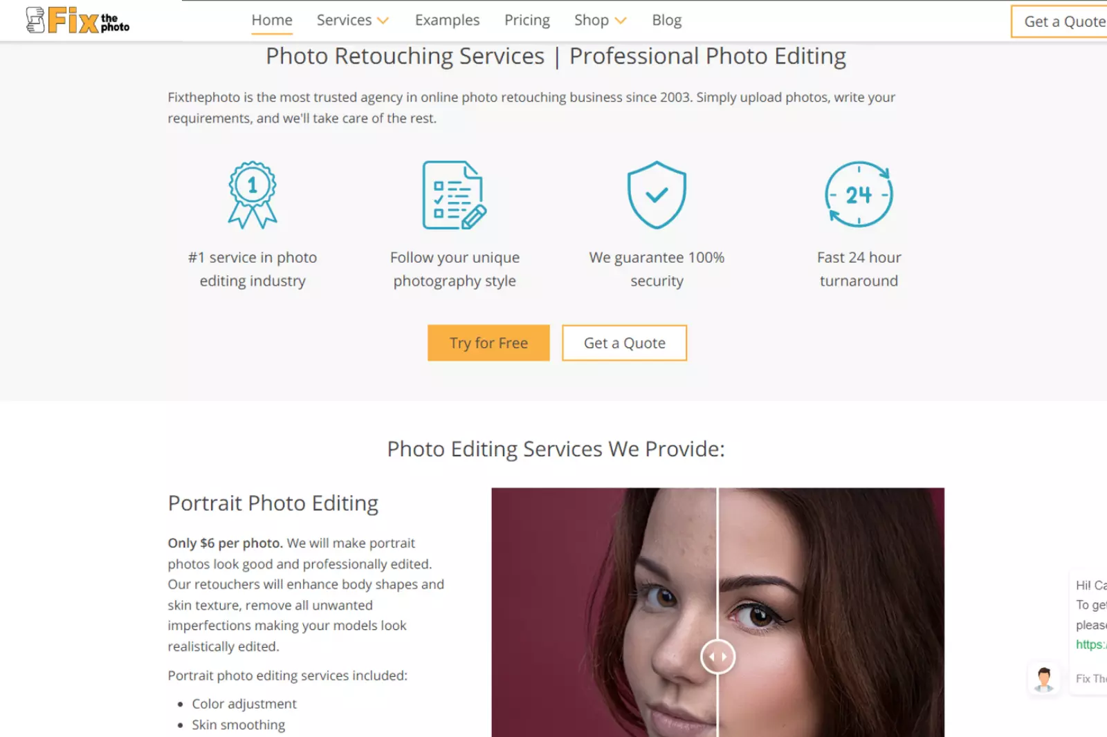 Home Page of FixThePhoto