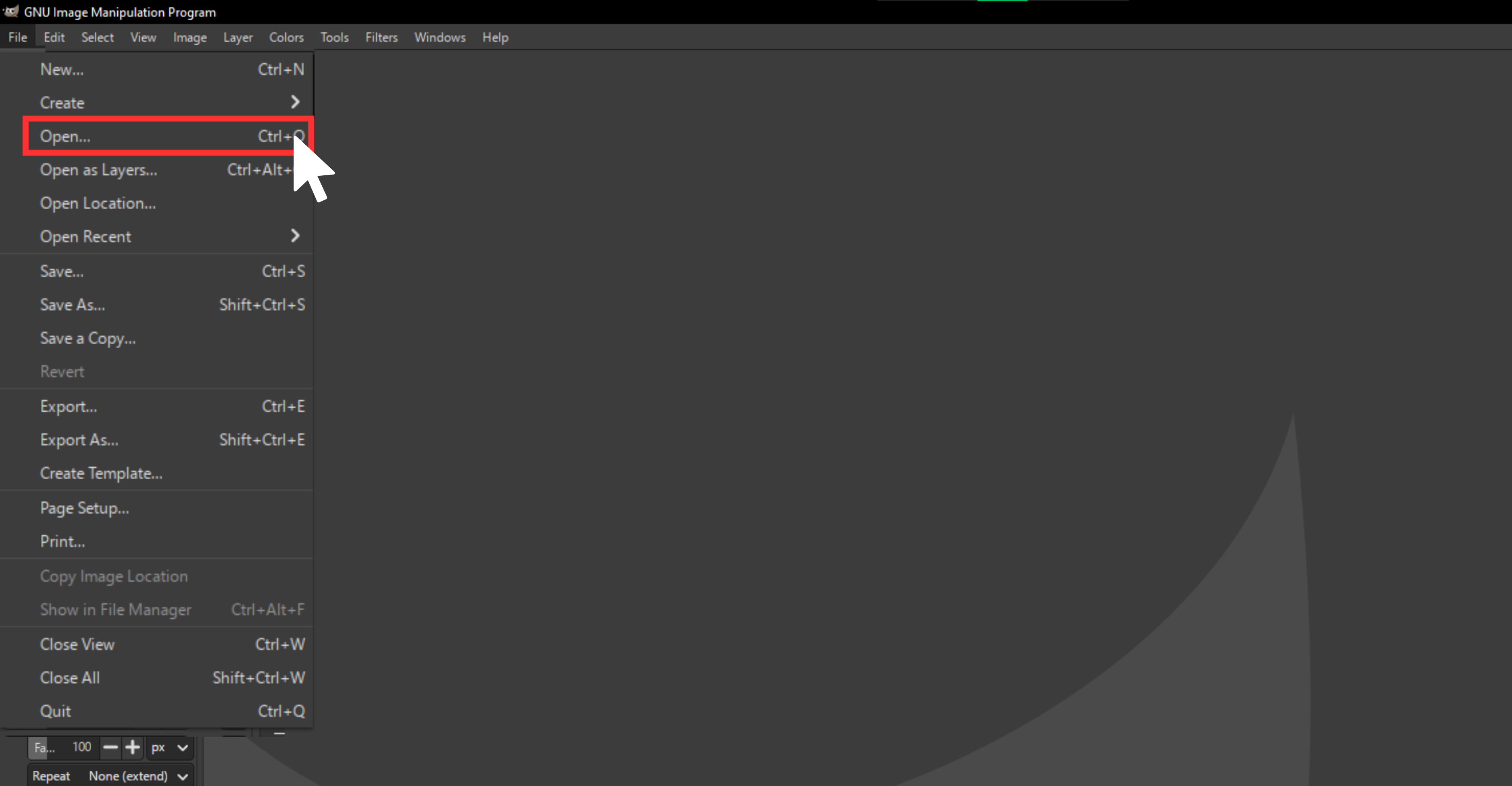 Launch GIMP and open the image