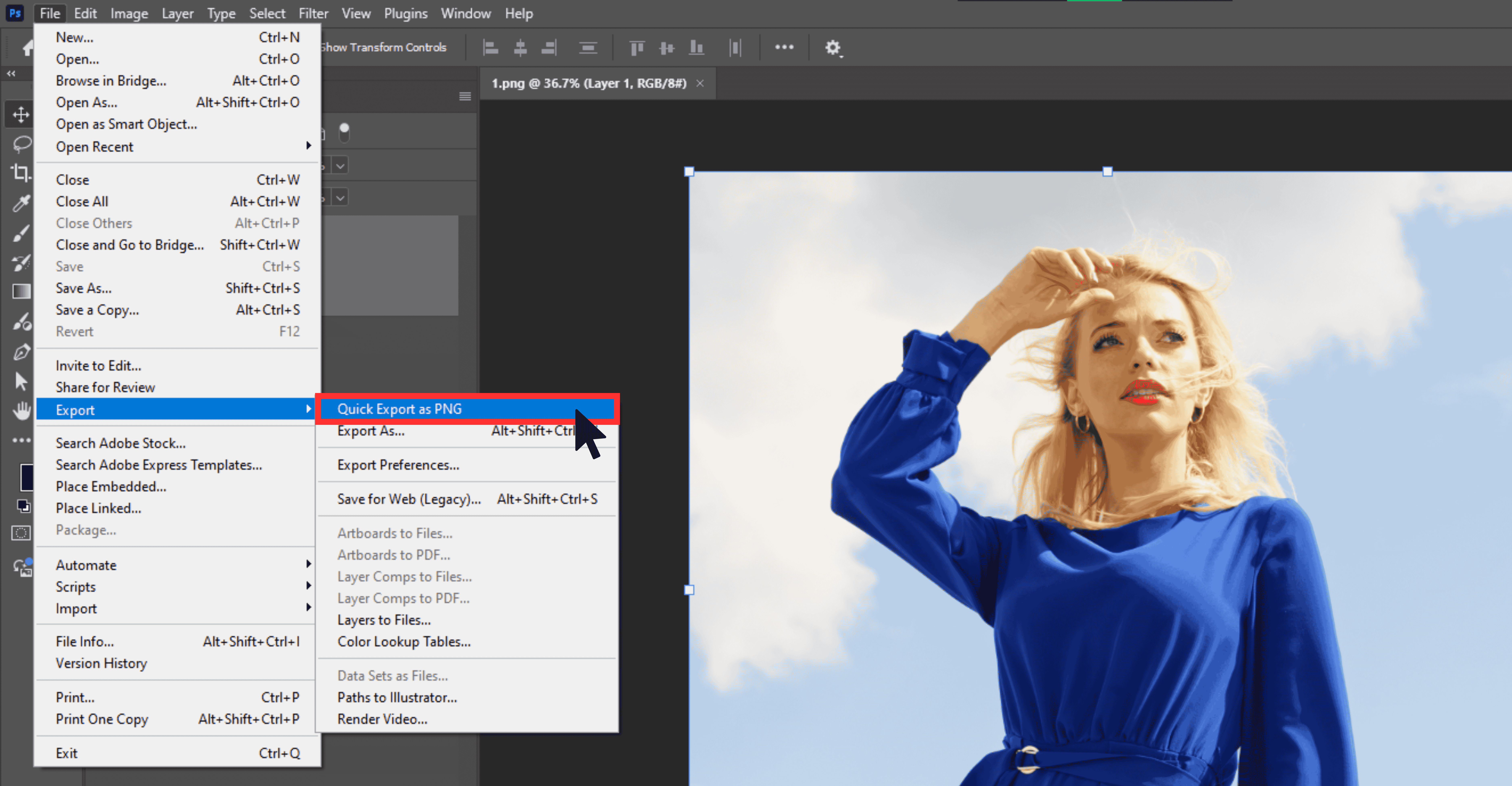 Export the image