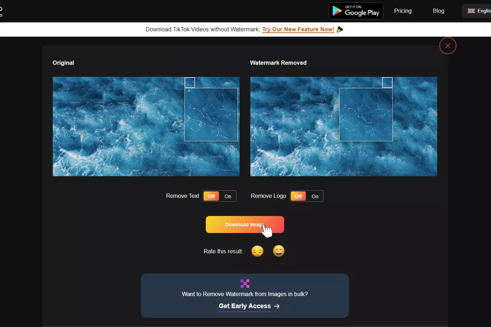 Last Step to Download image without Watermark