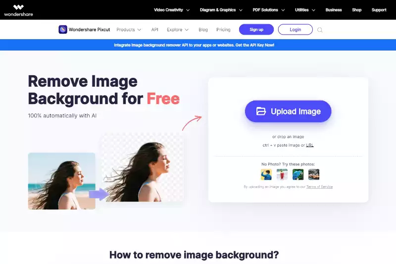Home Page of Wondershare PixCut