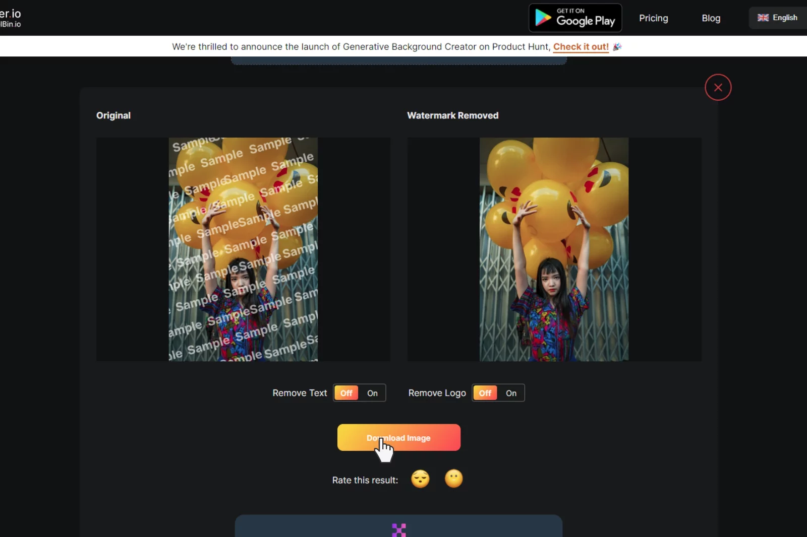 Last Step to Download image without Watermark