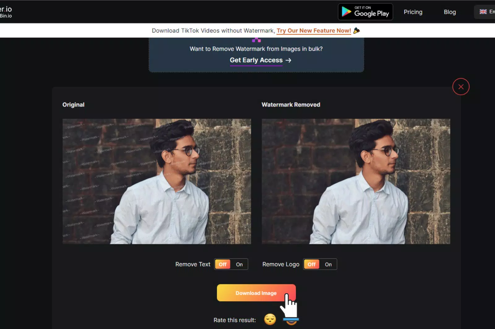 Last Step to Download image without Watermark