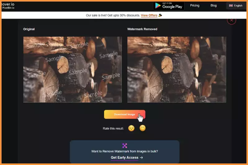 Final step of downloading image without watermark.