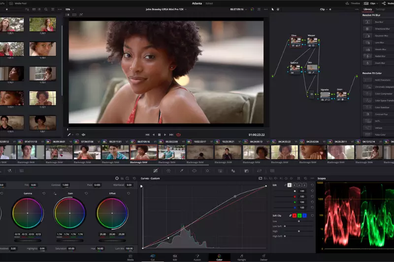 Interface of Davinci Resolve