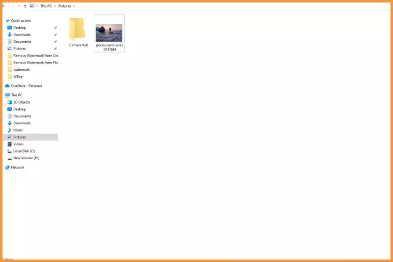 Second step of selecting image from the folder