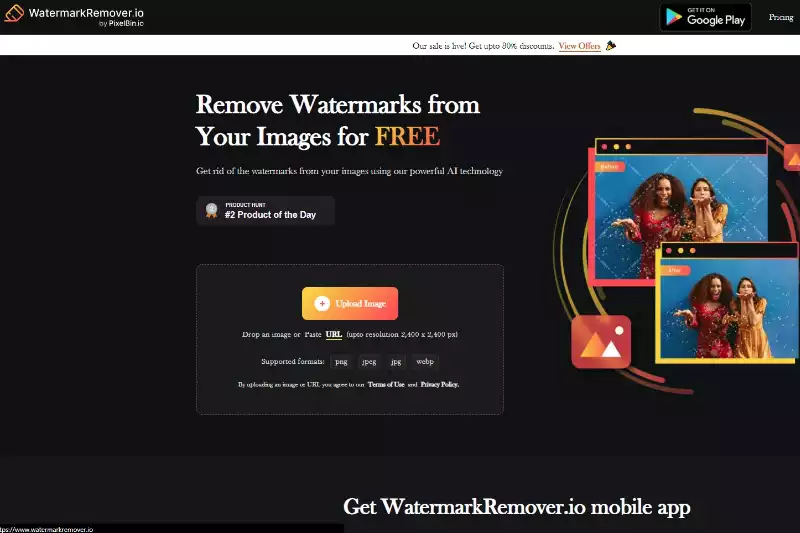 Home Page of watermarkremover.io
