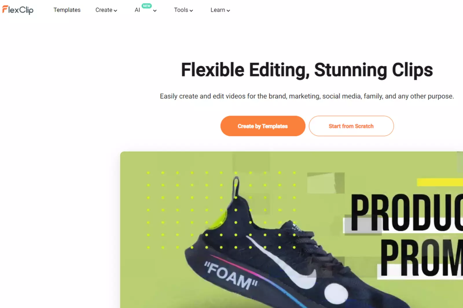 Home Page of FlexClip
