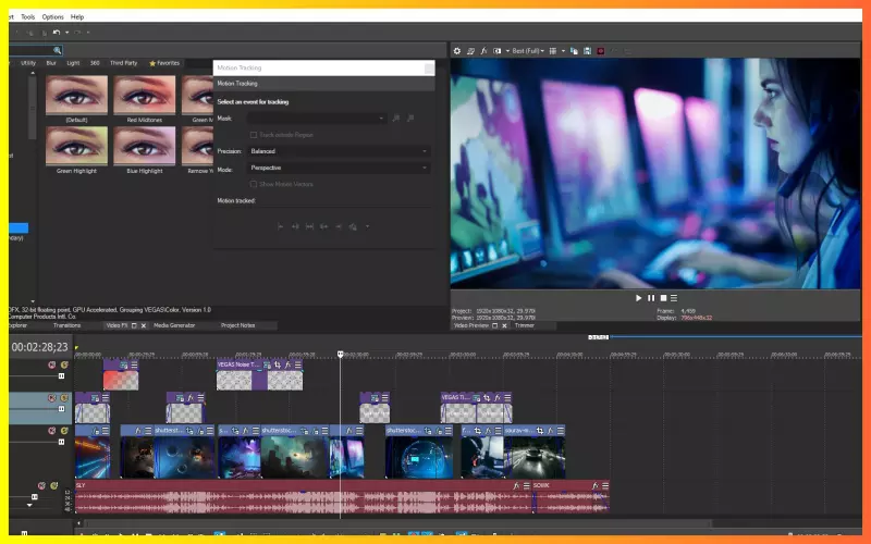 Interface of VEGAS Pro