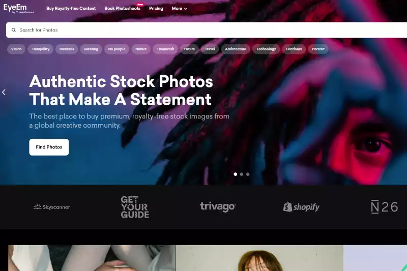 Home Page of EyeEm Premium Edition