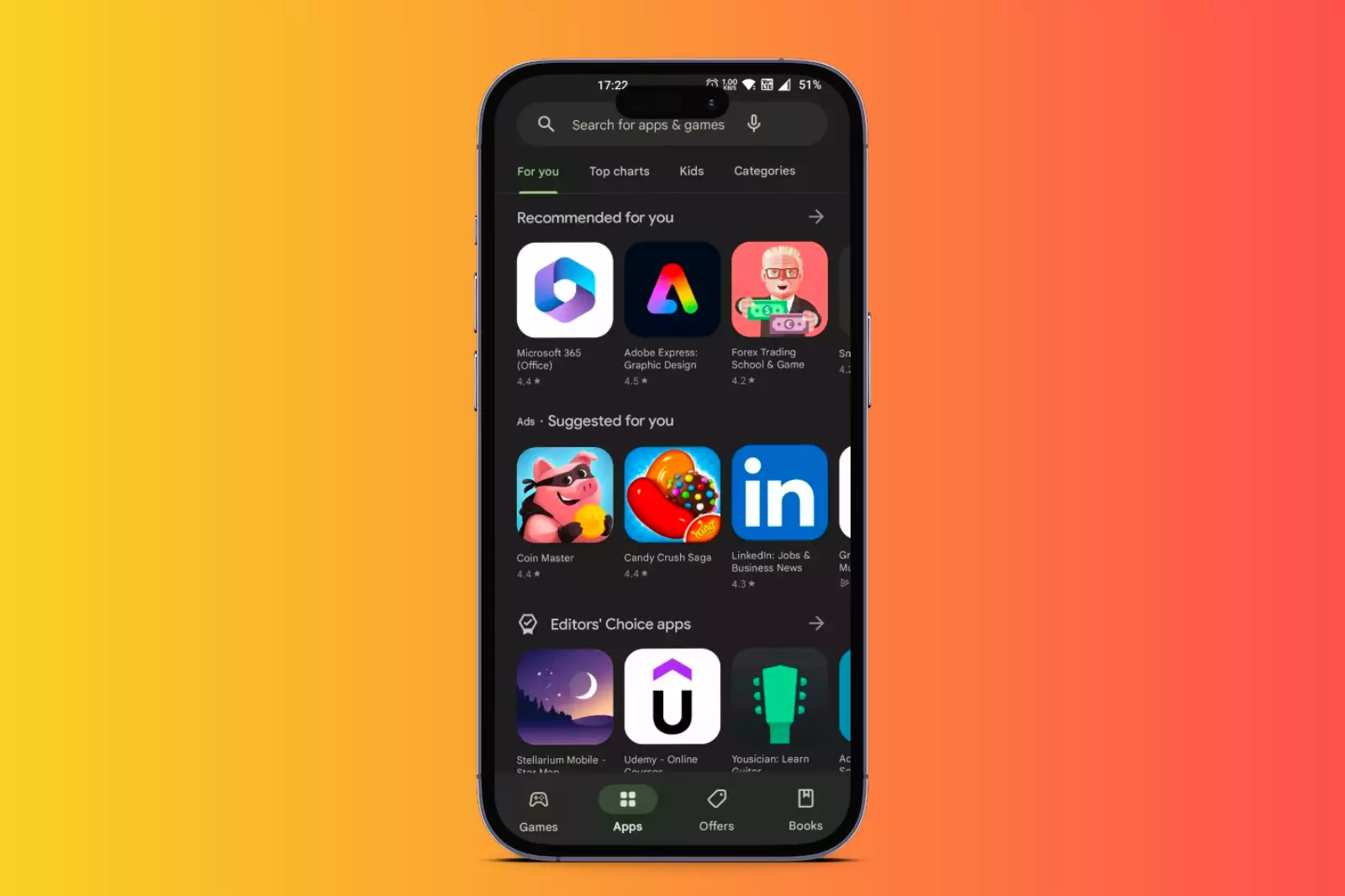 Home Screen of PlayStore