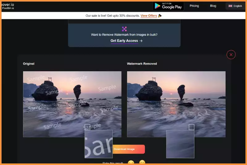 Waiting till the image gets processed without watermark.