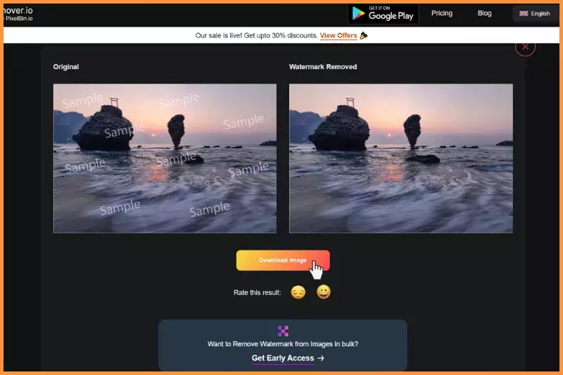 Final step of downloading image without watermark