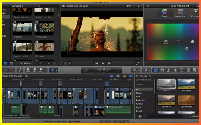 Interface of Final Cut Pro