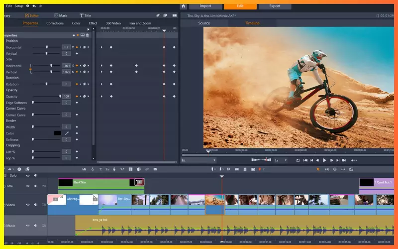Interface of Pinnacle Studio