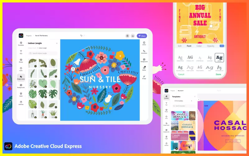 Interface of Adobe Creative Cloud Express