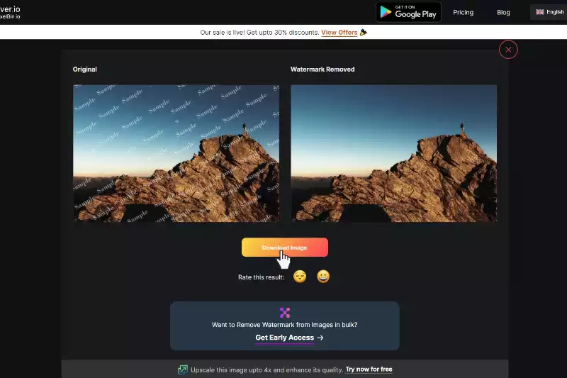 Last and Final Step to Download image withoout WatermarkRemover.io