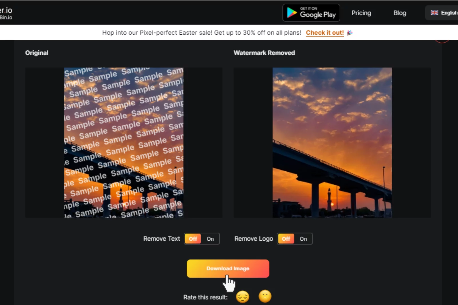 Last Step to Download image without Watermark
